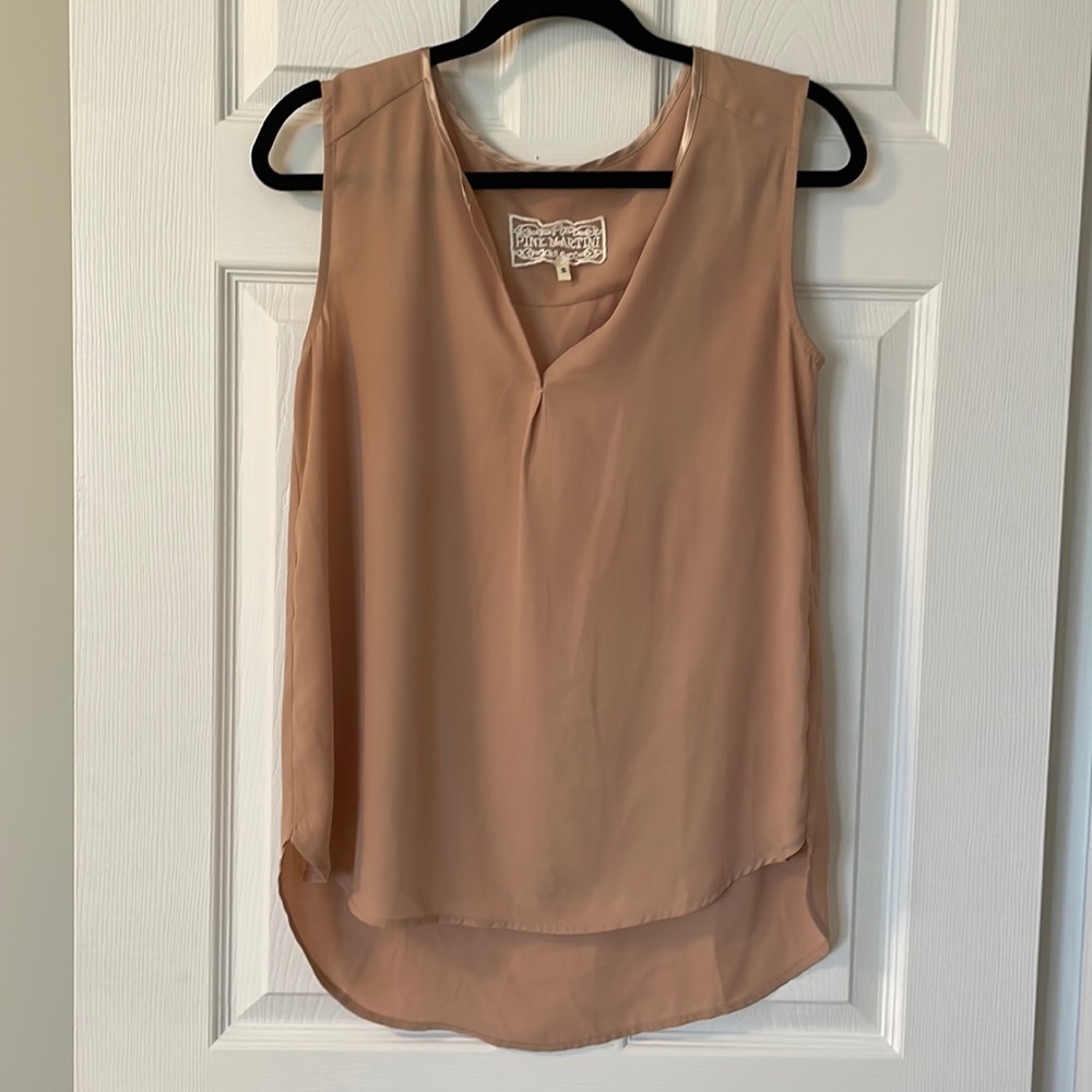 NWPT Pink Martini blush sateen tank top Sz S